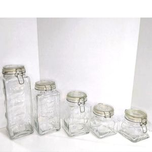 Vintage Embossed Glass Canisters, Apple Embossed Canisters, Set Of 5,